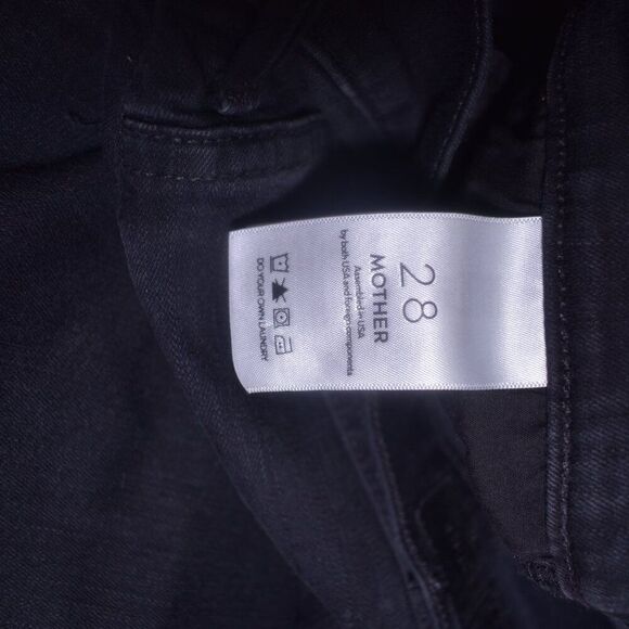 Mother Stunner Ankle Fray Jeans Black Size 29 Distressed Cropped Stretch - Picture 15 of 15